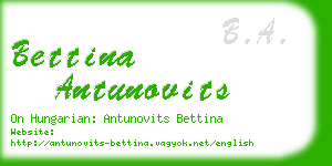 bettina antunovits business card